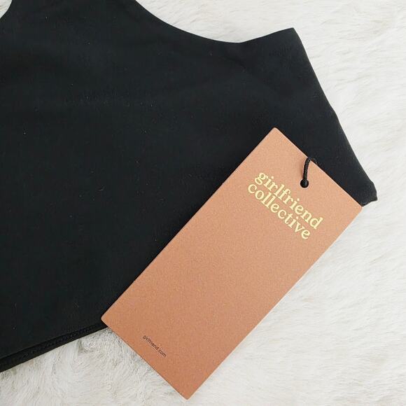 Girlfriend Collective FLOAT V-Neck Racerback Sports Bra Midnight Black Large NWT - Picture 11 of 13